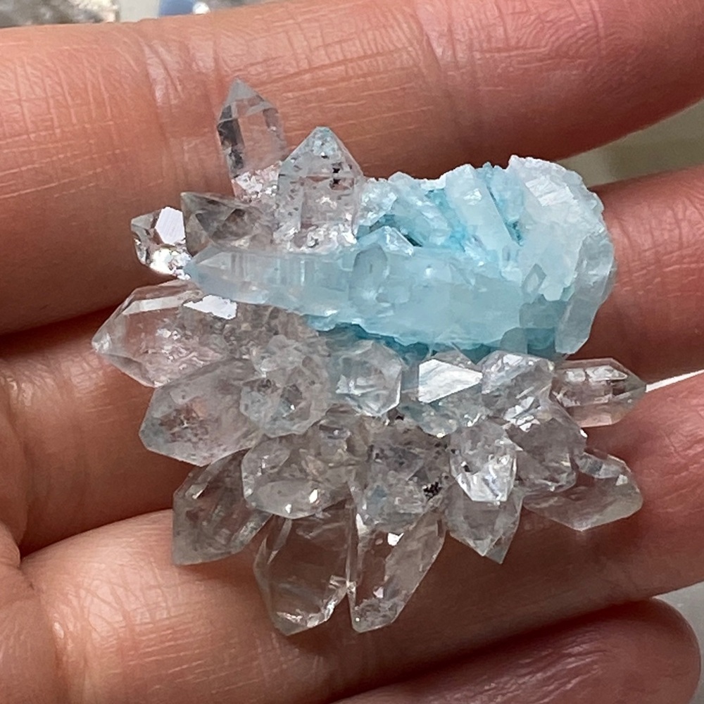 Light Blue Crystal Cluster Statement Ring - Women… - image 1